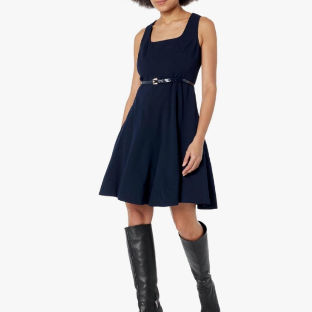 🔥 Closet Sale! Tommy Hilfiger Sleeveless Fit & Flare Dress Sky Captain Navy